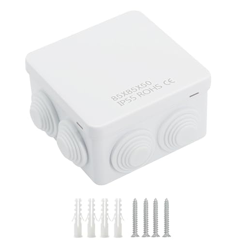 LeMotech ABS Plastic Dustproof Water Resistant IP55 Junction Box Universal Electrical Project Enclosure White 3.4 x 3.4 x 2 inch (85 x 85 x 50 mm) - Image 1