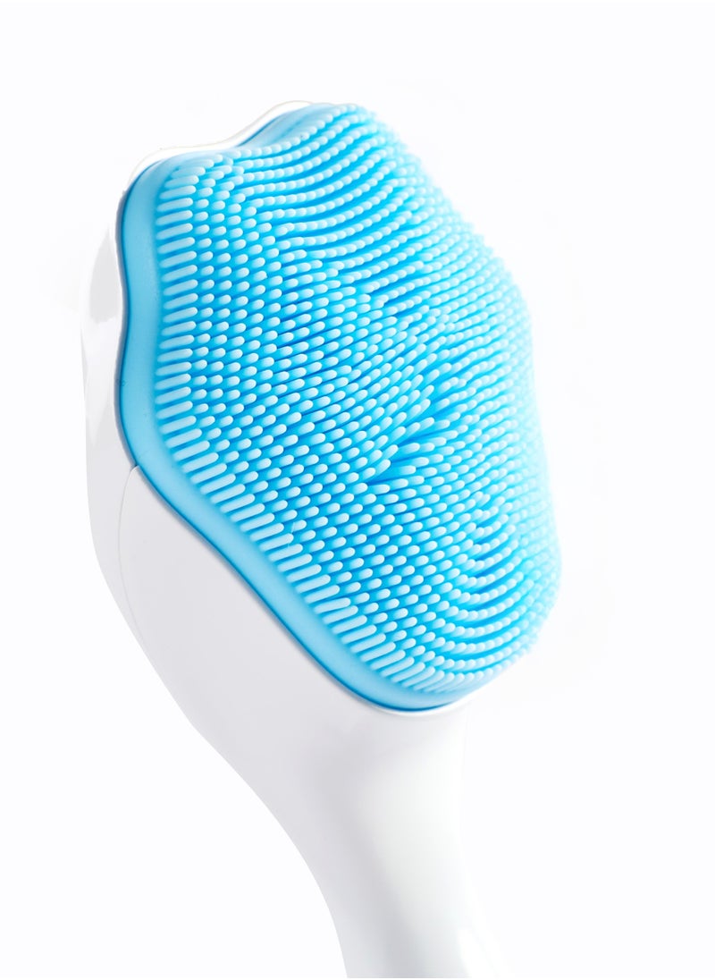mella - Silicone Facial Scrub Brush with Handle  - Blue - Image 1