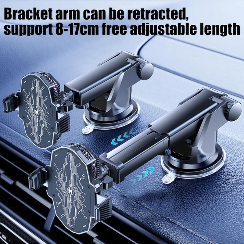 7JI OBEST Phone cooler stand for car, Mobile Holder with Cooling Fan, 360° Rotating, Phone Mount for Dashboard Windshield, Suction cup USB plug, Semiconductor Radiator, Universal for 4.7-6.8 inch Mobile - Image 4