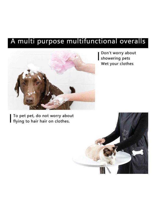 NIBEMINENT Anti Stick Hair Waterproof Nylon Grooming Apron with Pocket for Dog Cat Cleaning black 23*23*23cm - Image 5