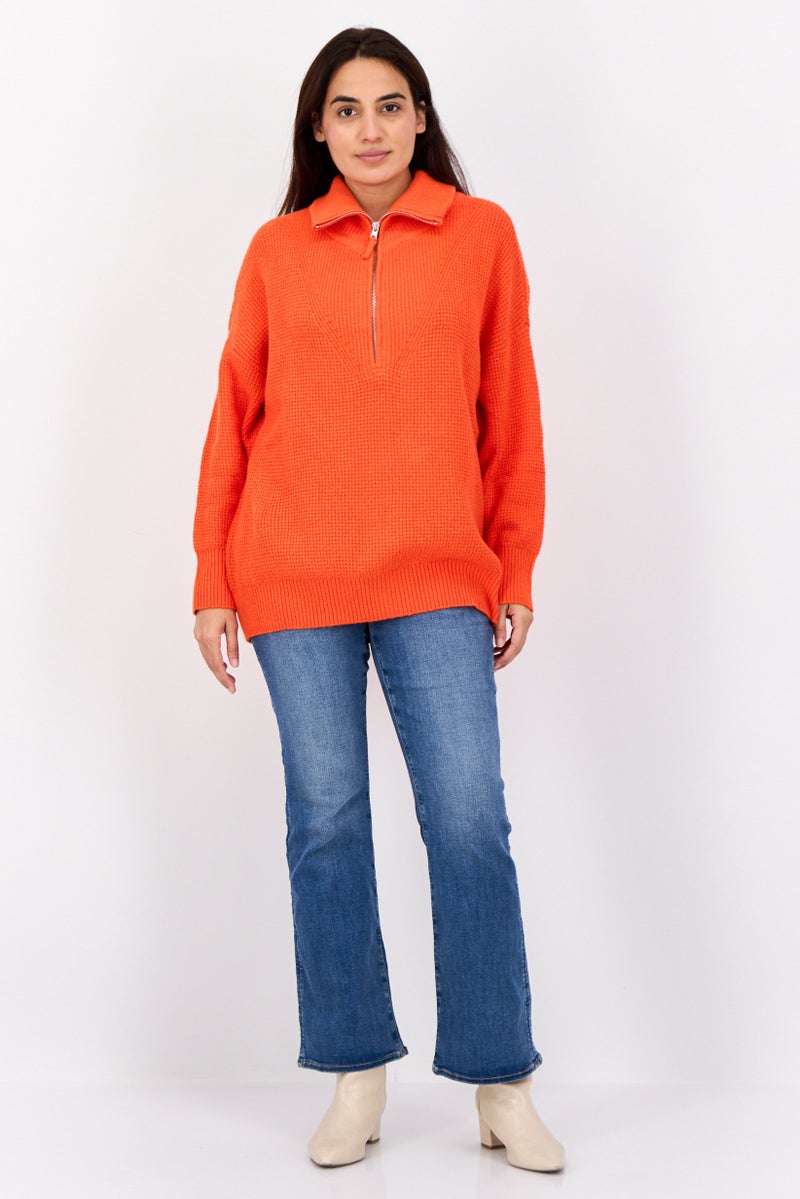 Aerie Women Turtle Neck Knitted Sweater , Orange - Image 4