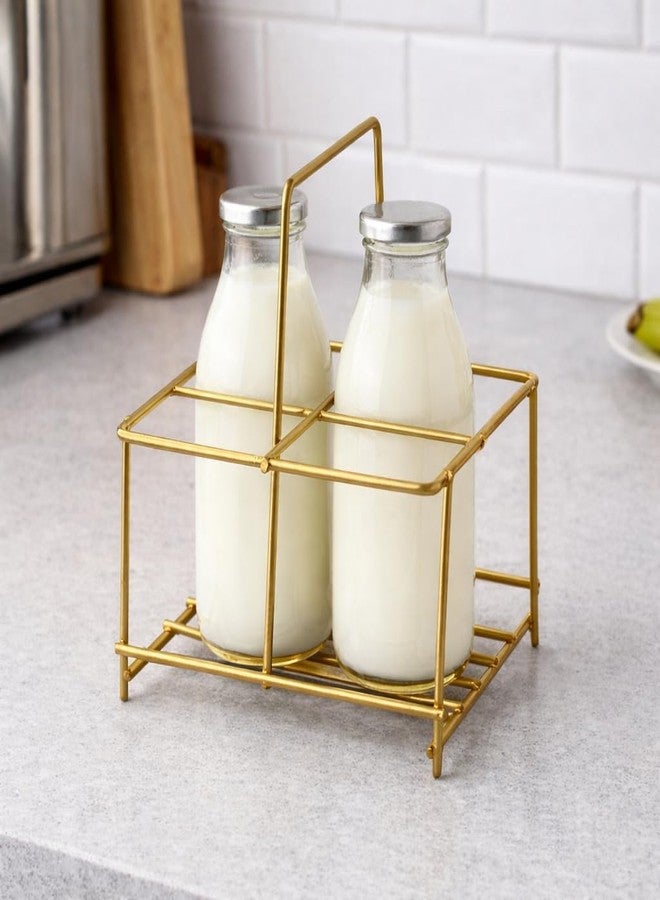 OGFC 58894 Milk Bottle Holder for 4 Bottles/Bottle Rack/Milk Stand - Golden - Image 1