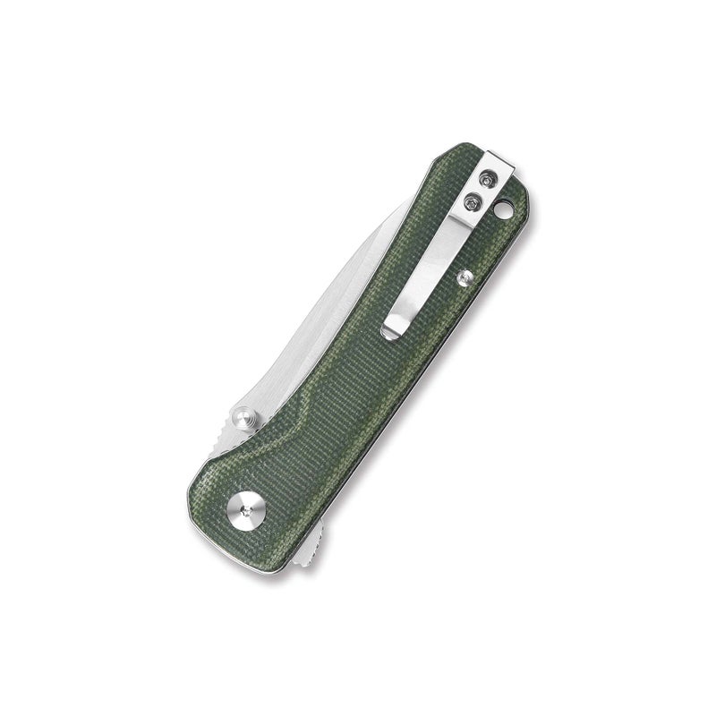 QSP Hawk Folding Pocket Knife, 3.22" Sandvik 14C28N Two Tone Satin Blade EDC Knife, Green Micarta Handle, Liner Lock, Ceramic Ball Bearings, SS Deep Carry Clip - Image 5