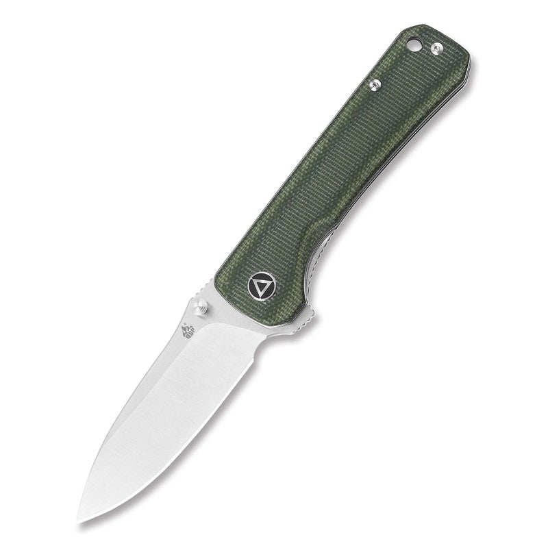 QSP Hawk Folding Pocket Knife, 3.22" Sandvik 14C28N Two Tone Satin Blade EDC Knife, Green Micarta Handle, Liner Lock, Ceramic Ball Bearings, SS Deep Carry Clip - Image 3