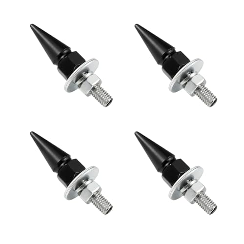 SHMZK 4 PCS Spikes License Plate Screws for Car Anti Theft Spike Shape Aluminum Car Plate Frame Fastenings Bolt Cool Licence Plate Screw Set for Car Truck Motorcycle Car Accessories Black - Image 1