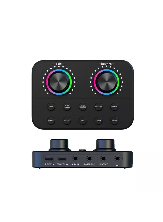 BOX6 Live Sound Card Voice Changer – USB Audio Mixer for Mobile Phone & PC with DSP Effects, Live Streaming & Recording - Image 1