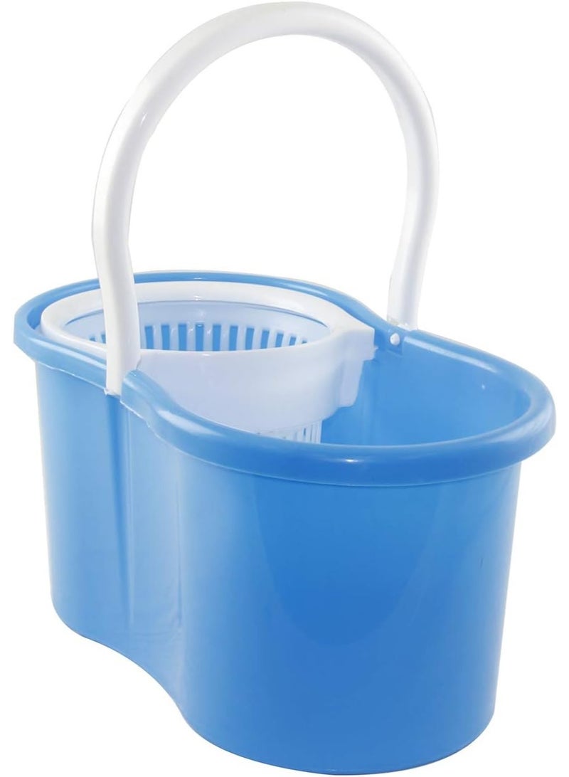 360° Spin Round Mop with Bucket – Easy Wringer Floor Cleaning System with Microfiber Mop Head, Household Cleaning Set, Blue & White - Image 2