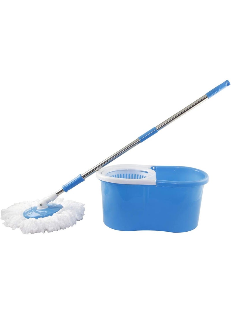 360° Spin Round Mop with Bucket – Easy Wringer Floor Cleaning System with Microfiber Mop Head, Household Cleaning Set, Blue & White - Image 3