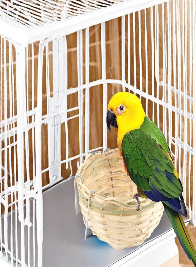 VTurboWay 5 Pack Bird Bamboo Nest, Handwoven Natural Bird Cage House Hatching Breeding Cave with Hook, Country-Style for Small Bird Parrot Canary Swallow Finch - Image 3