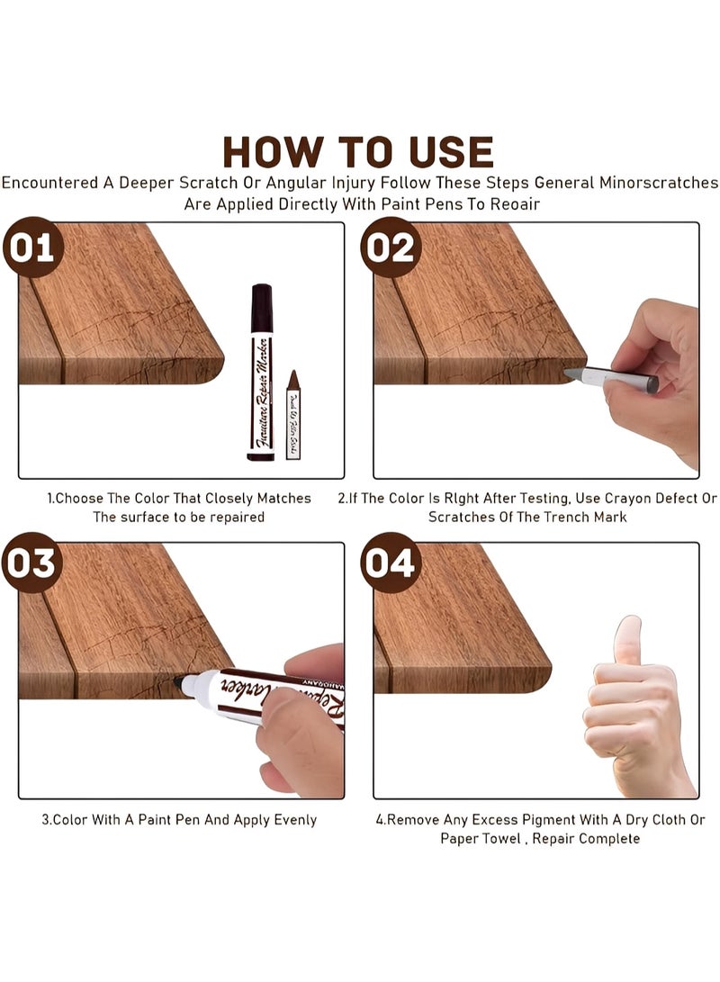 Sakina Wood Furniture Repair Kit, Wood Markers and Wax Sticks with Sharpener, Multi-Color Touch Up for Tables, Floors, Cabinets, Doors, Beds and Shelves - Image 3