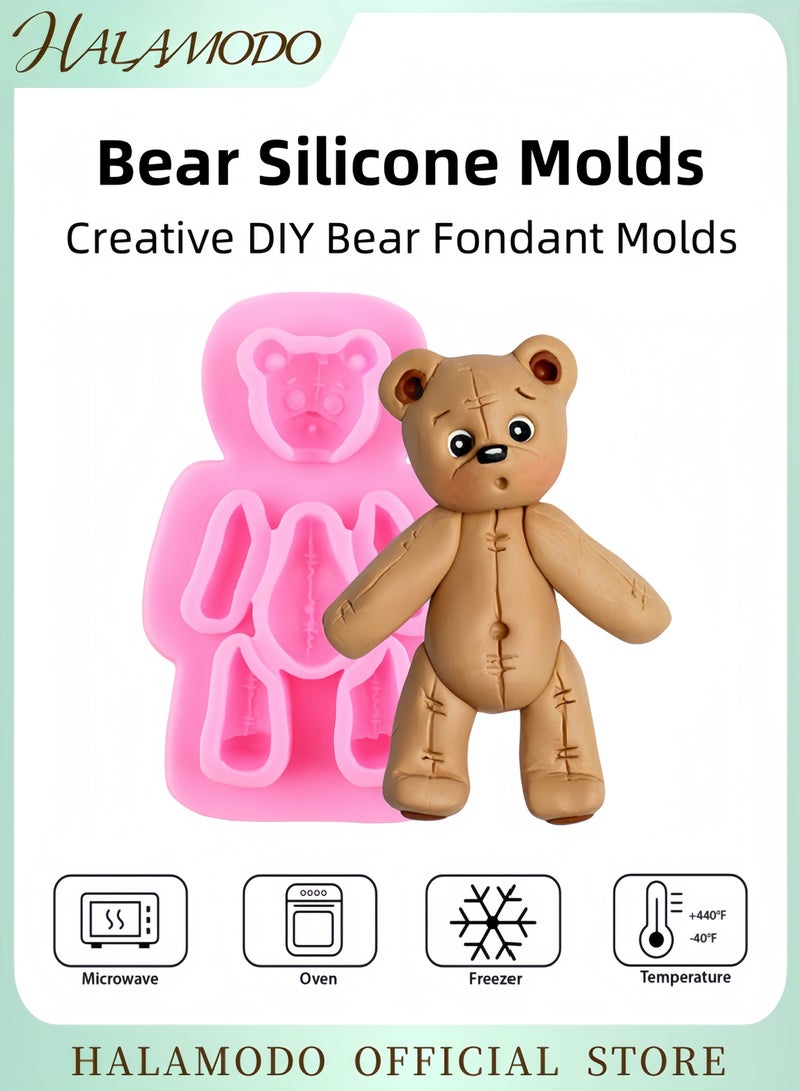 هالامودو قالب دب سيليكون وردي، ٨.٢ × ٦.٧ × ٢ سم، لطيف - Image 1