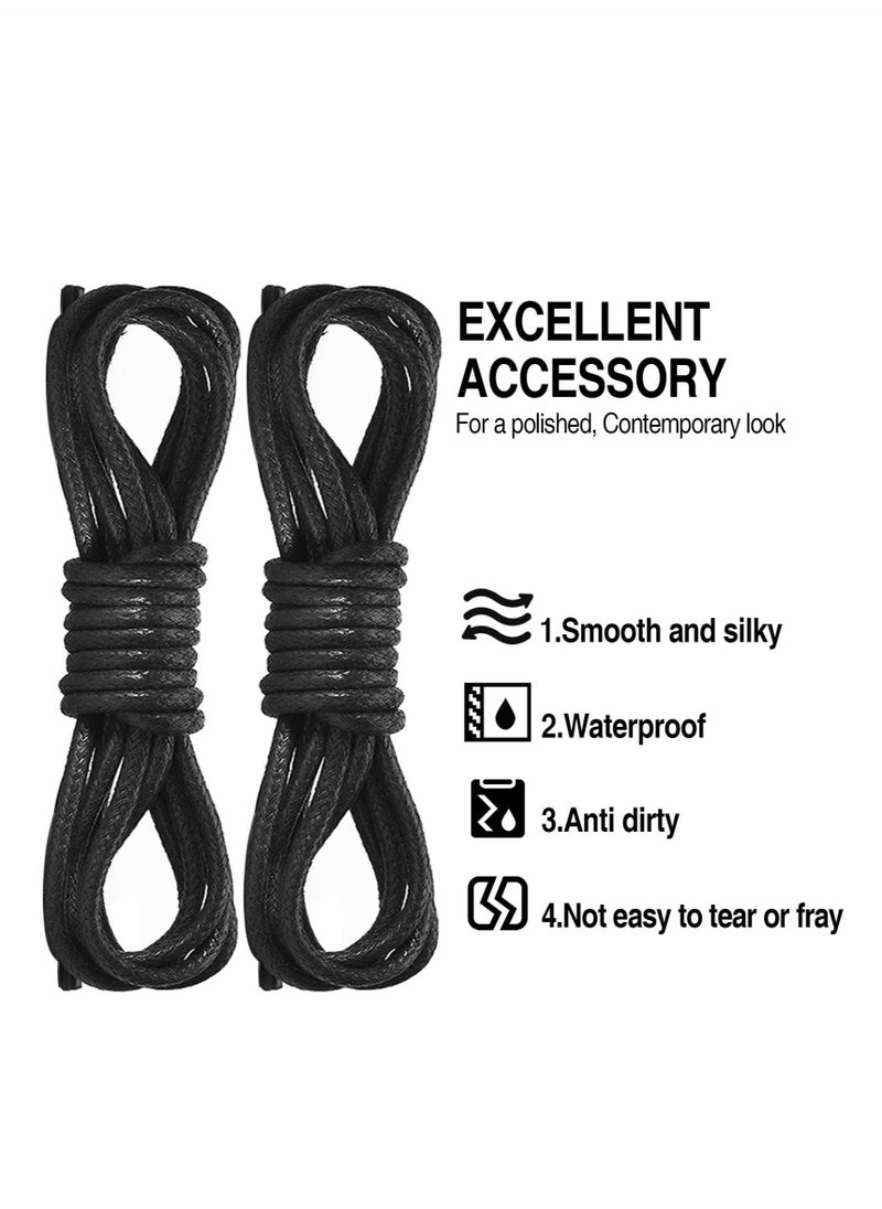 Excefore - Round Black Shoe Laces,Waxed Shoelaces Cotton Material Shoelaces Ultra Strong and Durable for All Dress Shoes and Boots.3mm Thin,100cm Long. 6 Pair - Image 1