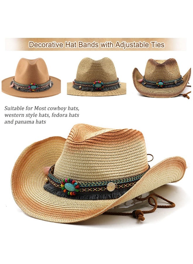 Handmade Adjustable Cowboy Hat Bands, Soft PU Leather, Western Style, Fits Fedora and Straw Hats