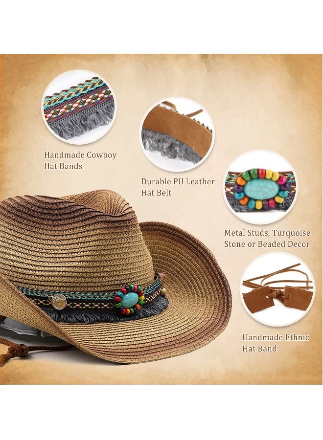 Handmade Adjustable Cowboy Hat Bands, Soft PU Leather, Western Style, Fits Fedora and Straw Hats