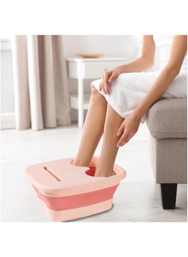 Arabest Foot Soaking Basin, Foldable Pedicure Feet Tub, Portable Leakproof Pedicure Soak Tub, Stress Relief Collapsible Foot Bath with Massage Roller, Multi Purpose Feet Soak Tubs for Outdoor (Pink) - Image 5