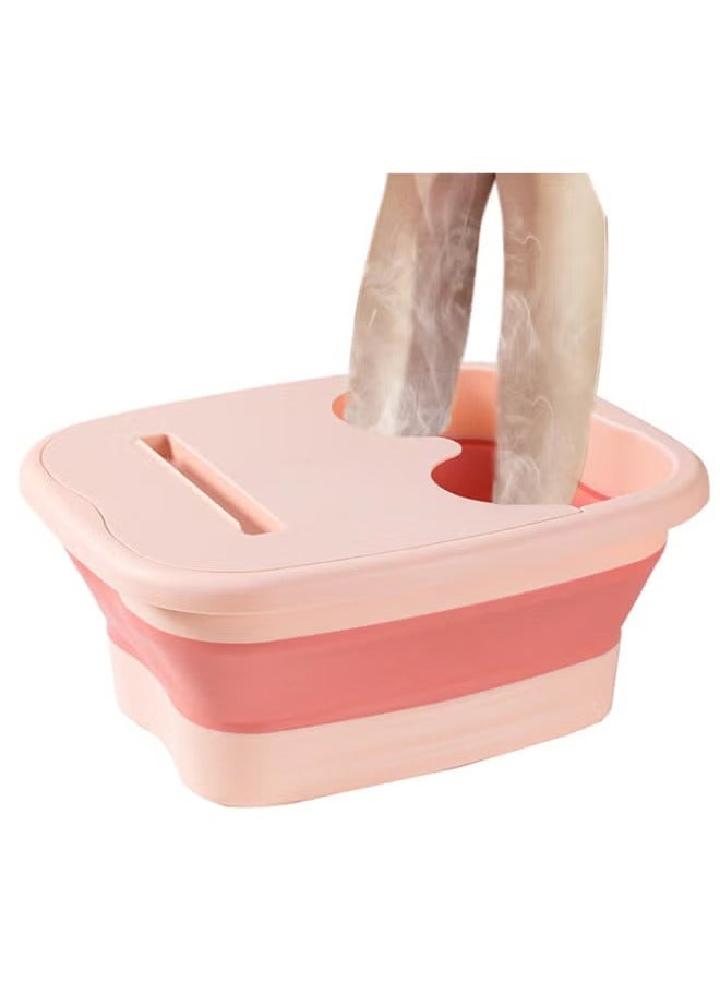 Arabest Foot Soaking Basin, Foldable Pedicure Feet Tub, Portable Leakproof Pedicure Soak Tub, Stress Relief Collapsible Foot Bath with Massage Roller, Multi Purpose Feet Soak Tubs for Outdoor (Pink) - Image 3