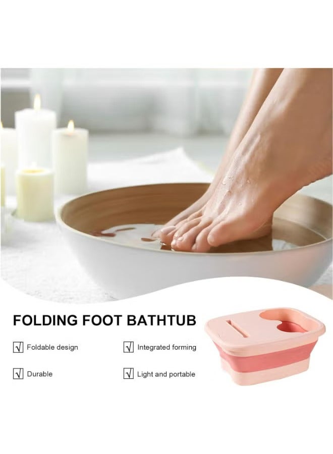 Arabest Foot Soaking Basin, Foldable Pedicure Feet Tub, Portable Leakproof Pedicure Soak Tub, Stress Relief Collapsible Foot Bath with Massage Roller, Multi Purpose Feet Soak Tubs for Outdoor (Pink) - Image 2