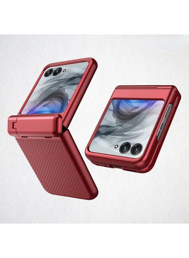 VKL Compatible with Motorola Razr 60 Ultra (2025) Case with Hinge Protection Thin Hard PC Anti-Slip Light-Weight Shock-Proof Full Body Cover (Red)