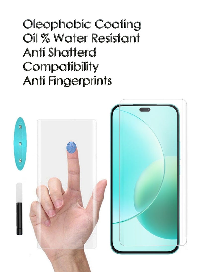 For Honor 400 lite  - UV Advanced Premium Tempered Glass Screen Protector Guard , Full Adhesive UV Curved Case Friendly HD Clarity With Installation Kit - Image 4