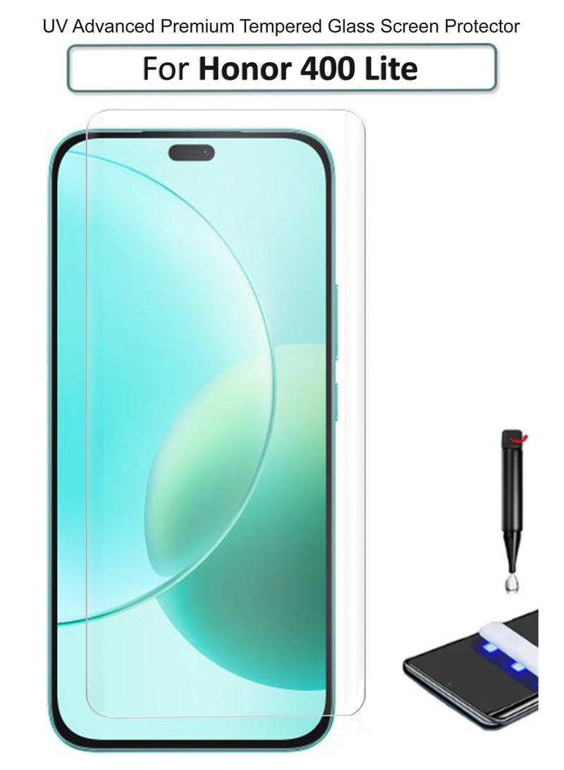 For Honor 400 lite  - UV Advanced Premium Tempered Glass Screen Protector Guard , Full Adhesive UV Curved Case Friendly HD Clarity With Installation Kit - Image 1