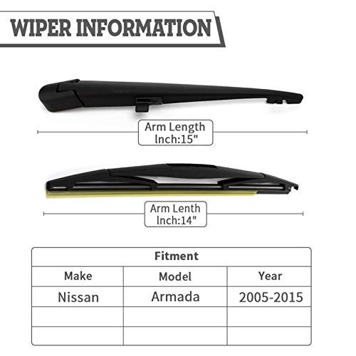 HODEE Rear Wiper Arm Blade Nut Set Replacement for Nissan Armada 2005-2015,Infiniti QX56 2004-2010,Back Windshield Wiper Assembly with Window Wiper Cap Cover Accessories,OE:287807S000 - Image 2