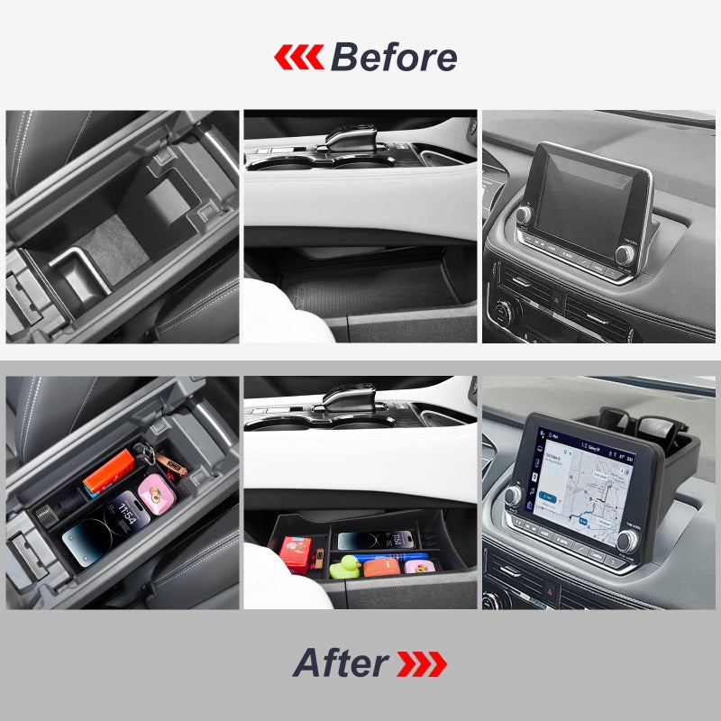 Neepiar 3PCS Center Console Organizer Compatible with 2021-2025 2026 Nissan Rogue S/SV/Rock Creek Dashboard Tray Armrest Storage Box Lower Center Console Interior Accessories(Only Fit 8-Inch Screen) - Image 3