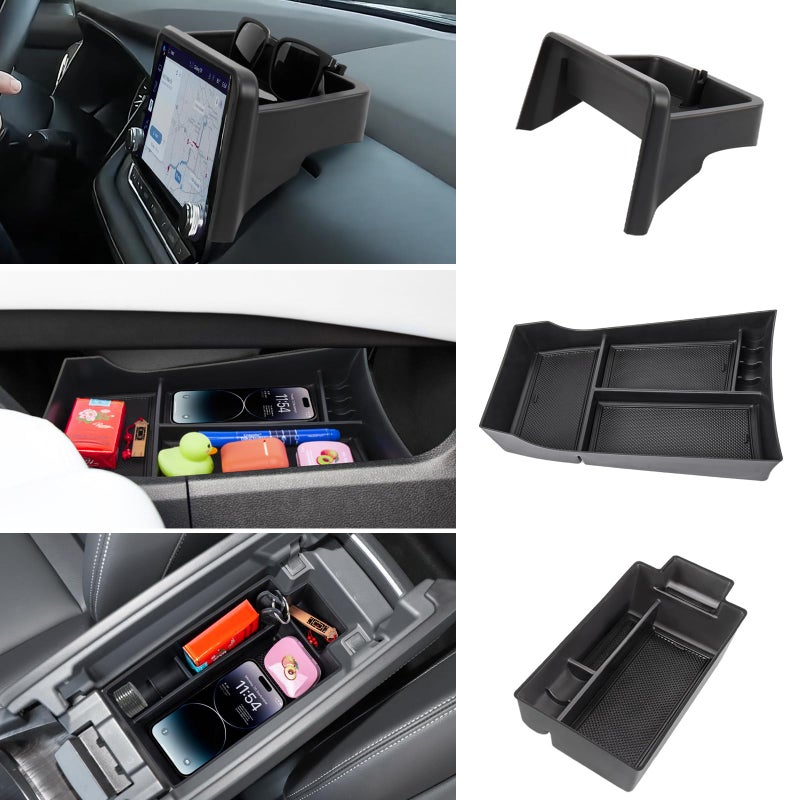Neepiar 3PCS Center Console Organizer Compatible with 2021-2025 2026 Nissan Rogue S/SV/Rock Creek Dashboard Tray Armrest Storage Box Lower Center Console Interior Accessories(Only Fit 8-Inch Screen) - Image 1