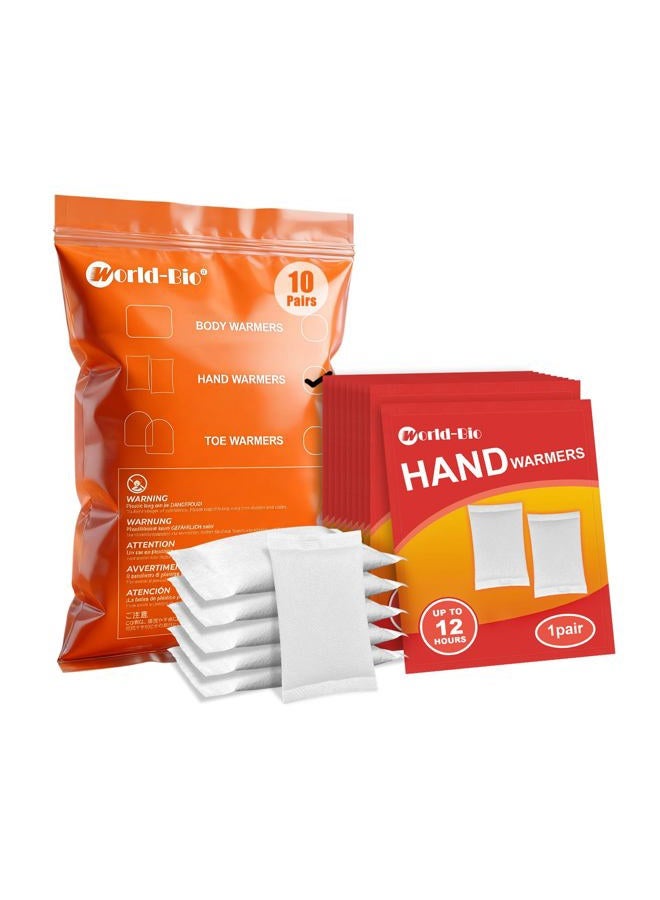 Mrice Hand Warmers Disposable Warm Pad 10 Pairs - Up to 12 Hours of Heat Warmers - Long Lasting Safe Natural Odorless Air Activated Warmers - Hot Warmers for Men, Women and Kids - Image 1