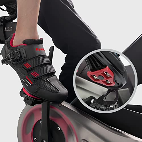 Kyedoo Unisex Cycling Shoes Compatible with Peloton Bike Shoes, Road Bike Indoor Riding Shoes with Pre-Installed Delta Cleats for Men and Women Clip in Indoor Outdoor Pedal Size 11 Black Red - Image 5