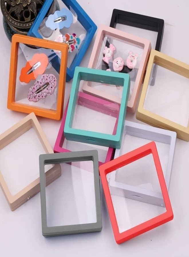 Hatanu Mall Floating Display Frame, Transparent PE Film Jewelry Storage Box 3D Floating Frame Coins Display Frame for Earrings, Rings, Military Challenge Coins (Multicolor) (4 Pcs, Small) - Image 5