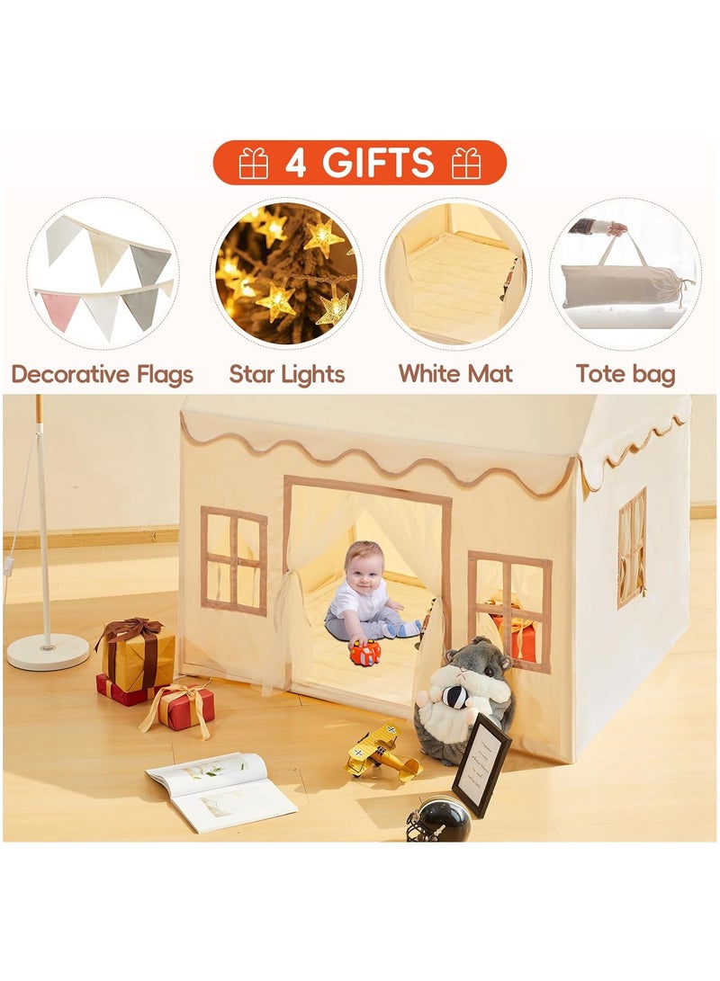 Kids Teepee Tent,Playhouse Play Tent for Kids,Portable with Padded Mat,Star Lights,Carry Bag,Kids Play Tent Indoor & Outdoor,Washable Kids Play House for Toddler  - Image 2
