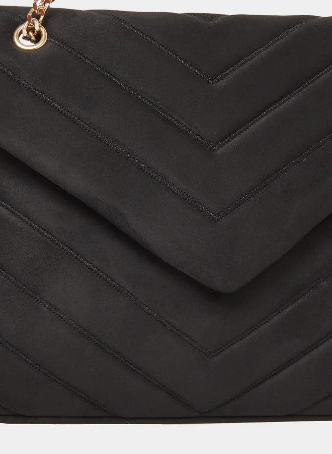 Styli Black Chevron Shoulder Bag