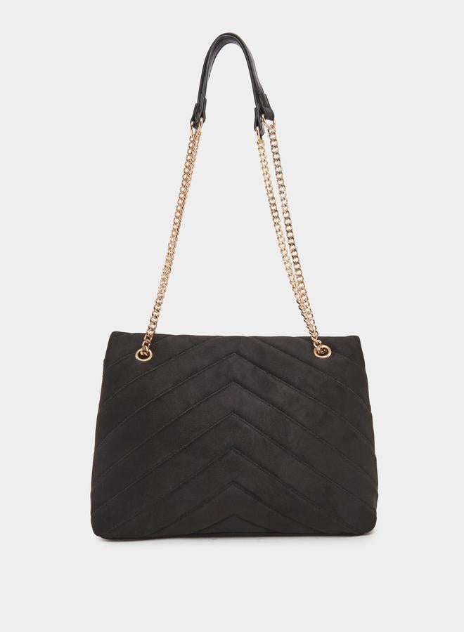 Styli Black Chevron Shoulder Bag - Image 2