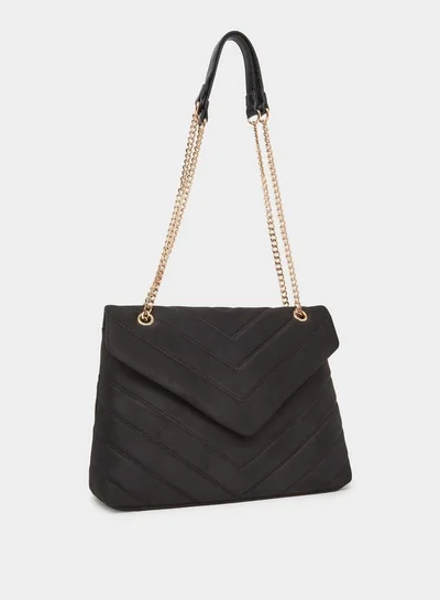 Styli Black Chevron Shoulder Bag