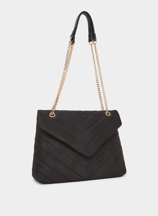 Styli Black Chevron Shoulder Bag - Image 1
