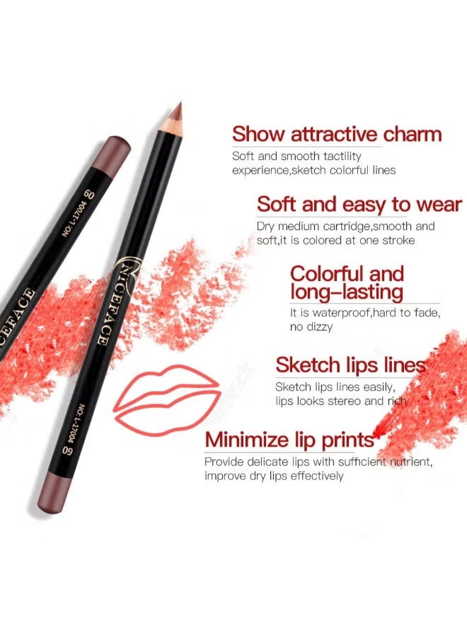NICEFACE 12-Piece Waterproof Lipliner Pencil Set Multicolour - Image 4