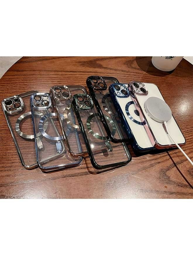 Ocean Electroplated Case for iPhone 15 6.7-Inch, Camera Lens Full Protection, Compatible with MagSafe Wireless Charging, Shockproof Soft TPU Dust-Proof Slim Phone iPhone 15 Cover (Blue/Clear)  - Image 4