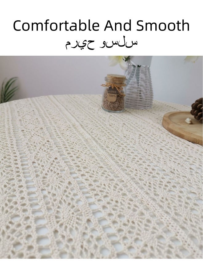 شبيلي مفرش طاولة مستطيل الشكل مقاس 120×120 سم، مفرش طاولة على الطراز الريفي، مفرش طاولة مقاوم للغبار وقابل للغسل، غطاء طاولة كلاسيكي لحفلات الزفاف والمنزل والمطبخ والمطعم (بيج) - Image 3