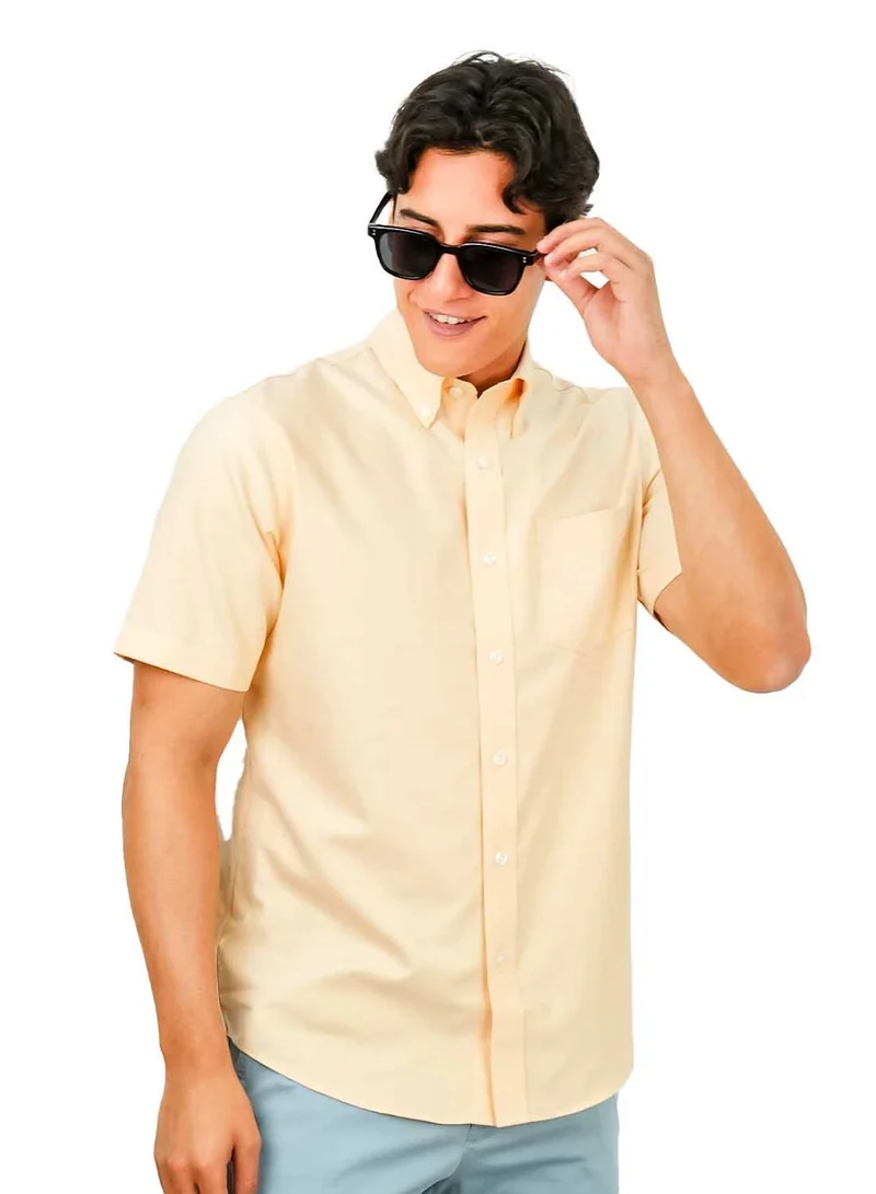 GIORDANO Men's Wrinkle-Free Short Sleeve Cotton Oxford Shirt