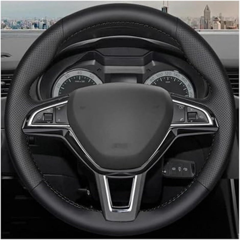 Wivplex Microfiber Leather Steering Wheel Cover for Skoda Models - Image 1