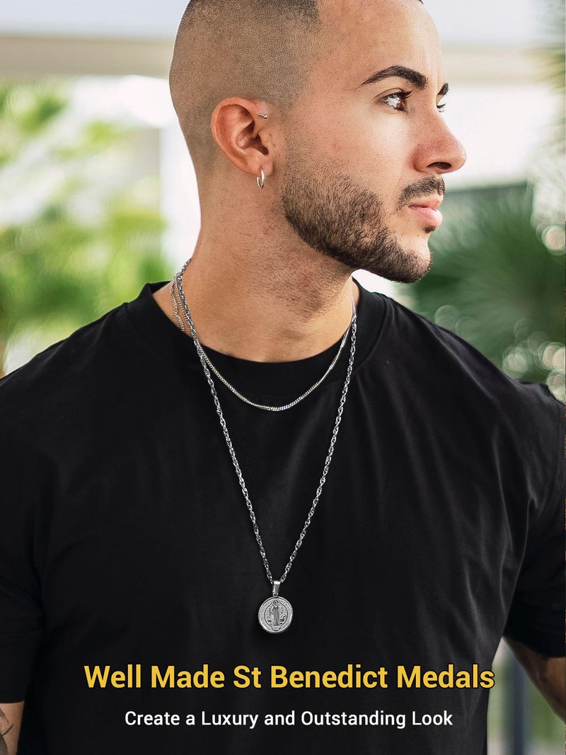PROSTEEL St Benedict Medals Saint Benedict Cross San Benito Medalla Religious Medal Catholic Jewelry Stainless Steel Men Necklace - Image 3