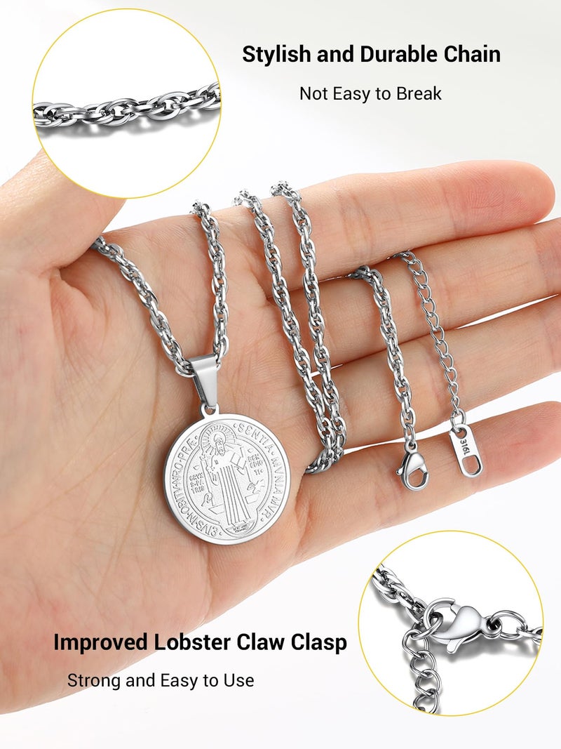 PROSTEEL St Benedict Medals Saint Benedict Cross San Benito Medalla Religious Medal Catholic Jewelry Stainless Steel Men Necklace - Image 5