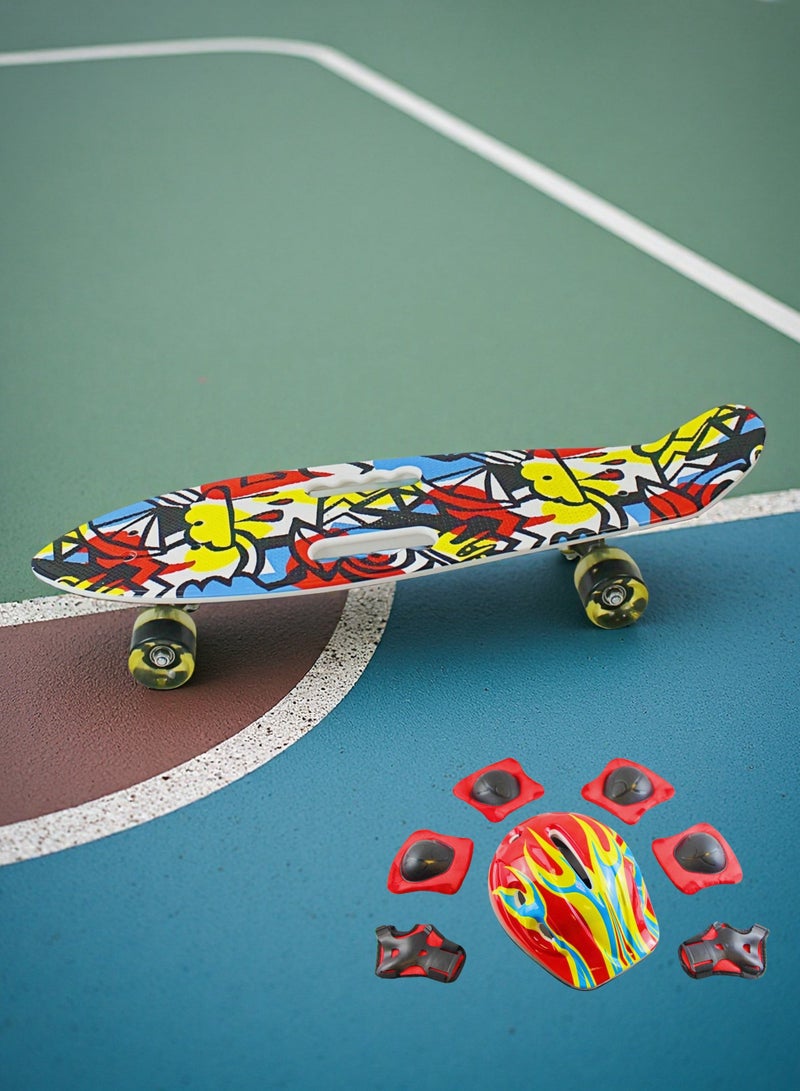 إيزي فيتشور لوح تزلج كامل للأطفال من EASY FUTURE - لوح قصير Penny Board Cruiser للشباب من سن 6 إلى 12 عامًا، والمراهقين والمبتدئين الذين يتعلمون التزلج، بما في ذلك مجموعة معدات الحماية الكاملة - Image 5
