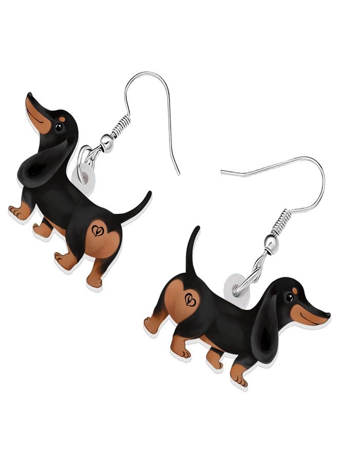 BONSNY Acrylic Valentine's Day Cute Pink Heart Love Dog Breeds Dachshund Puppy Earrings Drop Dangle Jewelry For Women Gift Charms (Dachshund) - Image 3