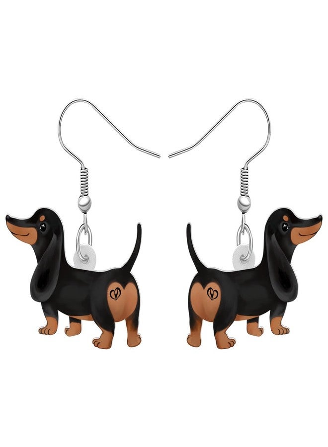 BONSNY Acrylic Valentine's Day Cute Pink Heart Love Dog Breeds Dachshund Puppy Earrings Drop Dangle Jewelry For Women Gift Charms (Dachshund) - Image 1