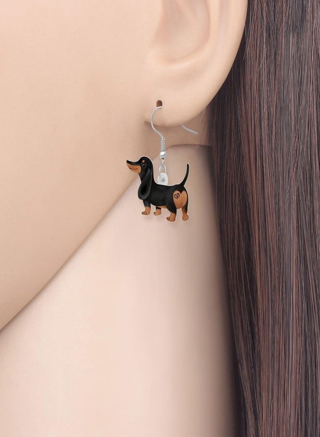 BONSNY Acrylic Valentine's Day Cute Pink Heart Love Dog Breeds Dachshund Puppy Earrings Drop Dangle Jewelry For Women Gift Charms (Dachshund) - Image 2