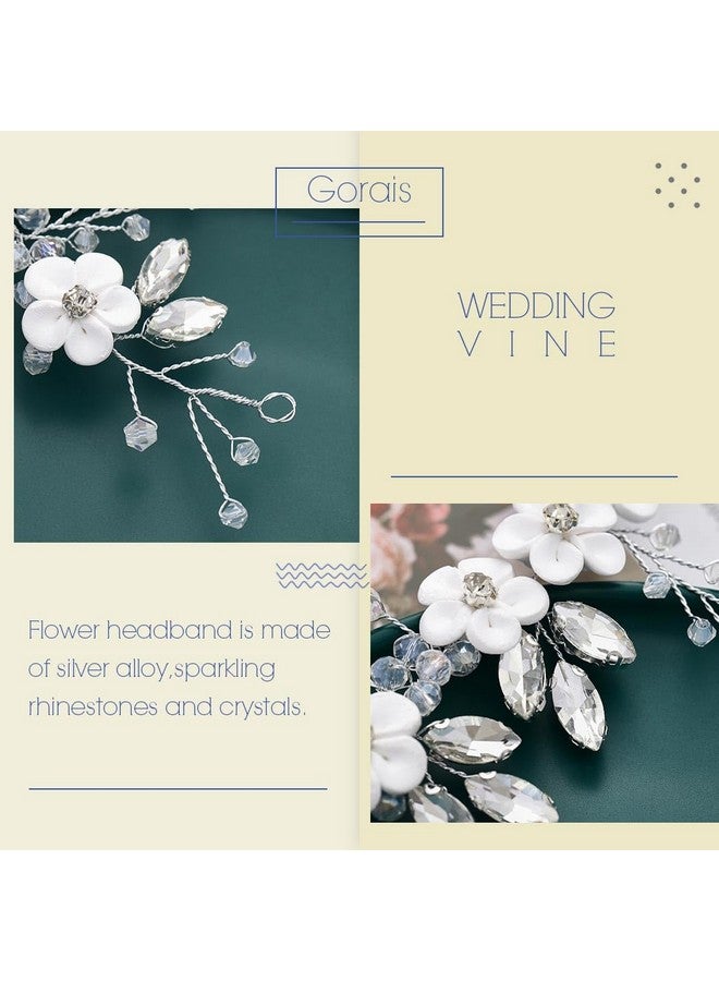 GORAIS Flower Bride Wedding Hair Vine Silver Rhinestone Bridal Hair Piece Crystal Hair Accessories For Women And Girls - Image 3