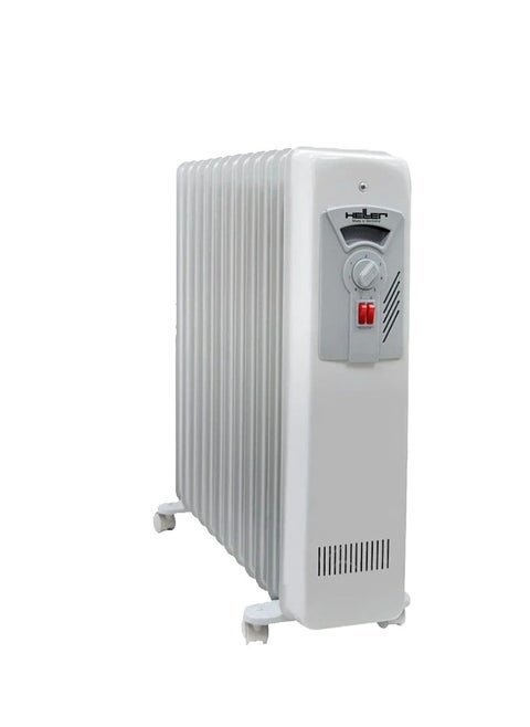 Heller German Oil-Filled Radiator Heater - 11 Fins for Optimal Heating - Powerful 2000W for Fast and Safe Heating in Large Spaces - Durable Design with Three Adjustable Heat Settings, Thermostat, and Thermal Fuse for Enhanced Safety - Model MAV 2511 T