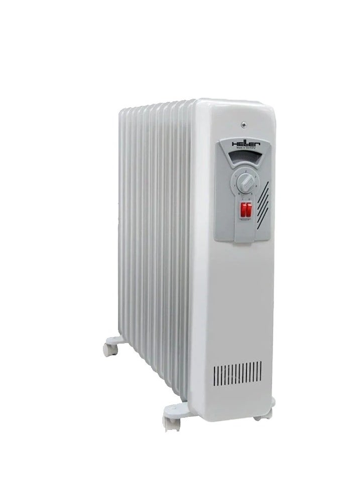 Heller - Heller German Oil-Filled Radiator Heater - 11 Fins for Optimal Heating - Powerful 2000W for Fast and Safe Heating in Large Spaces - Durable Design with Three Adjustable Heat Settings, Thermostat, and Thermal Fuse for Enhanced Safety - Model MAV 2511 T - Image 1