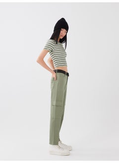 Slim Fit Women's Cargo Pants With Belt Detail